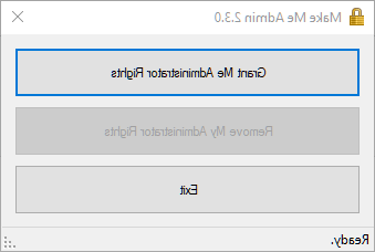 显示如何在计算机上使用让我当管理员应用程序的屏幕截图，然后单击“授予我管理员权限”.